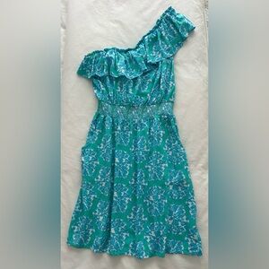 Lilly Pulitzer Jessy One Shoulder Dress in Hey Sailor Green Lagoon Print size M